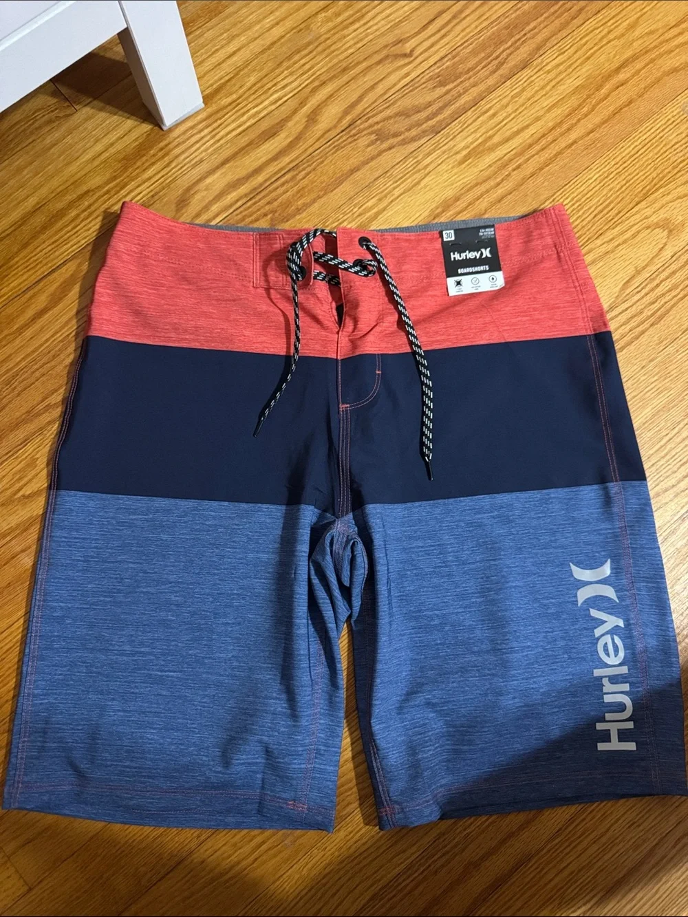 Hurley Red, Navy & Blue Colorblock Swim Shorts